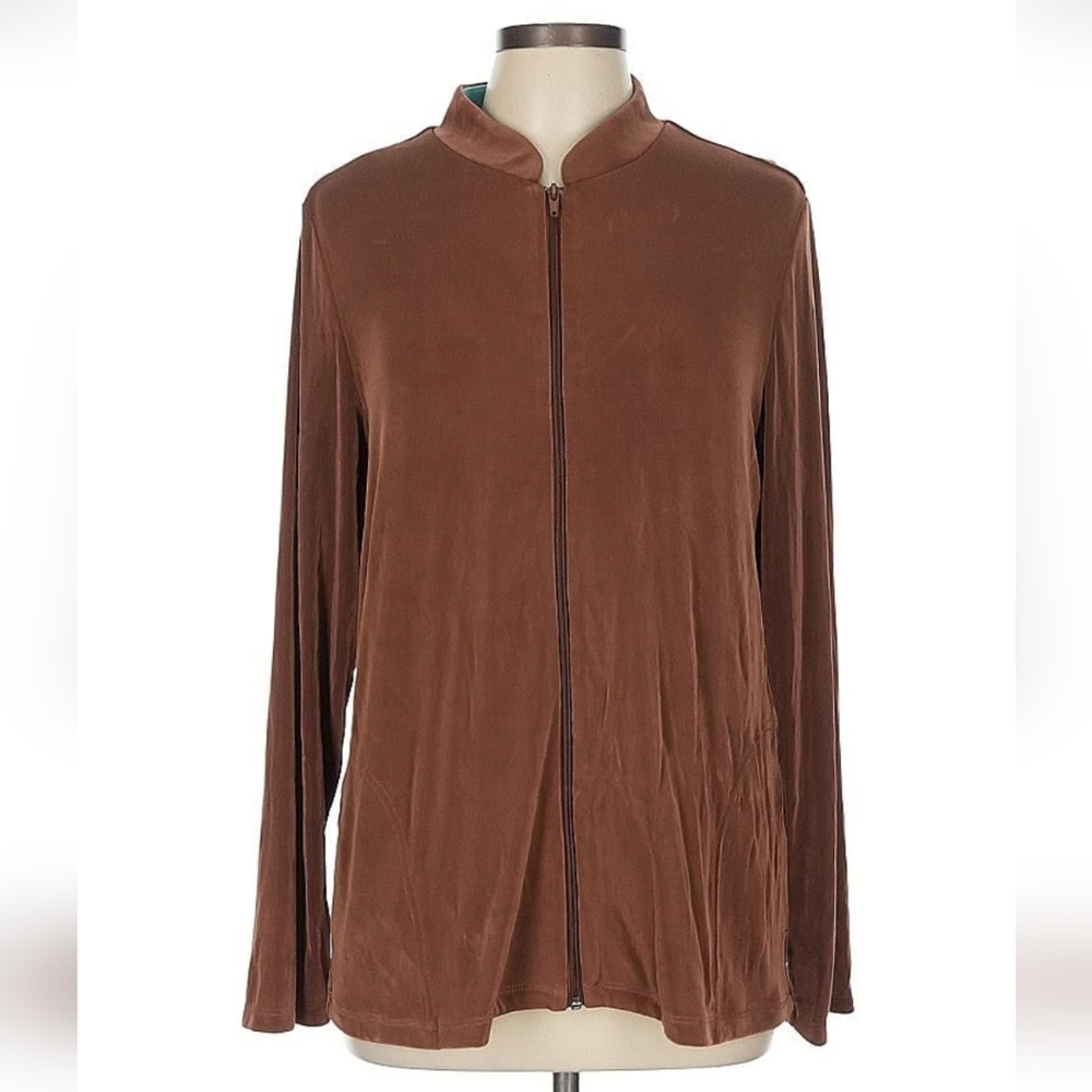 iKnit Lightweight Zip Up Women's Jacket - Large - Brown - New with Tags